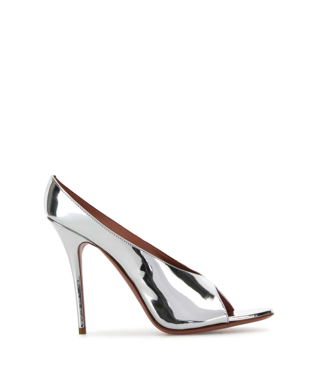 Amina Muaddi Серебряные кожаные мюли, фото 1