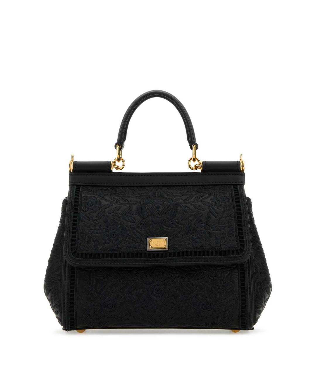 DOLCE&GABBANA Черная кожаная сумка с короткими ручками, фото 1