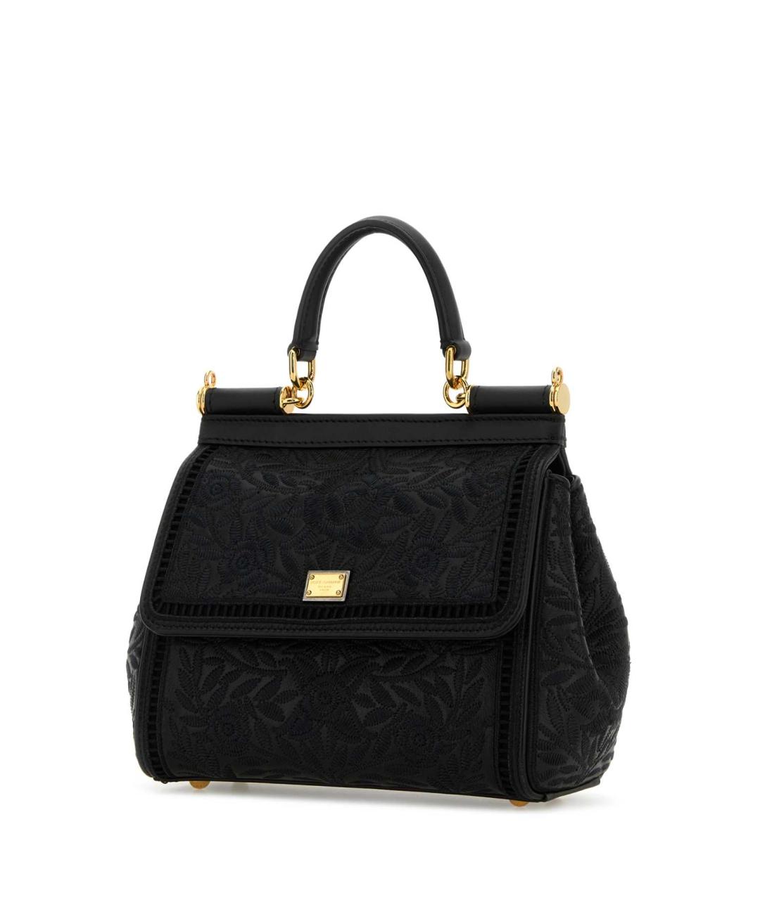 DOLCE&GABBANA Черная кожаная сумка с короткими ручками, фото 2