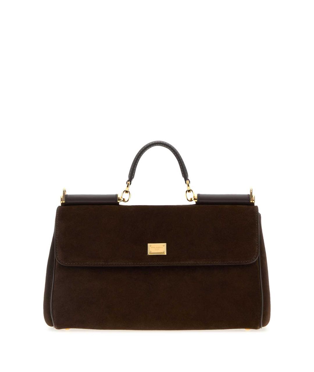 DOLCE&GABBANA Коричневая замшевая сумка с короткими ручками, фото 1