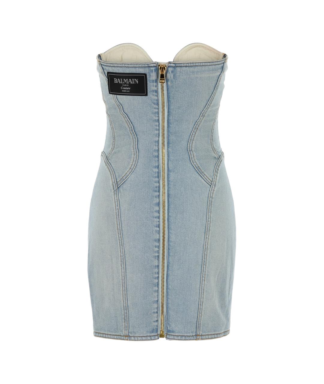 BALMAIN Голубое вискозное платье, фото 2