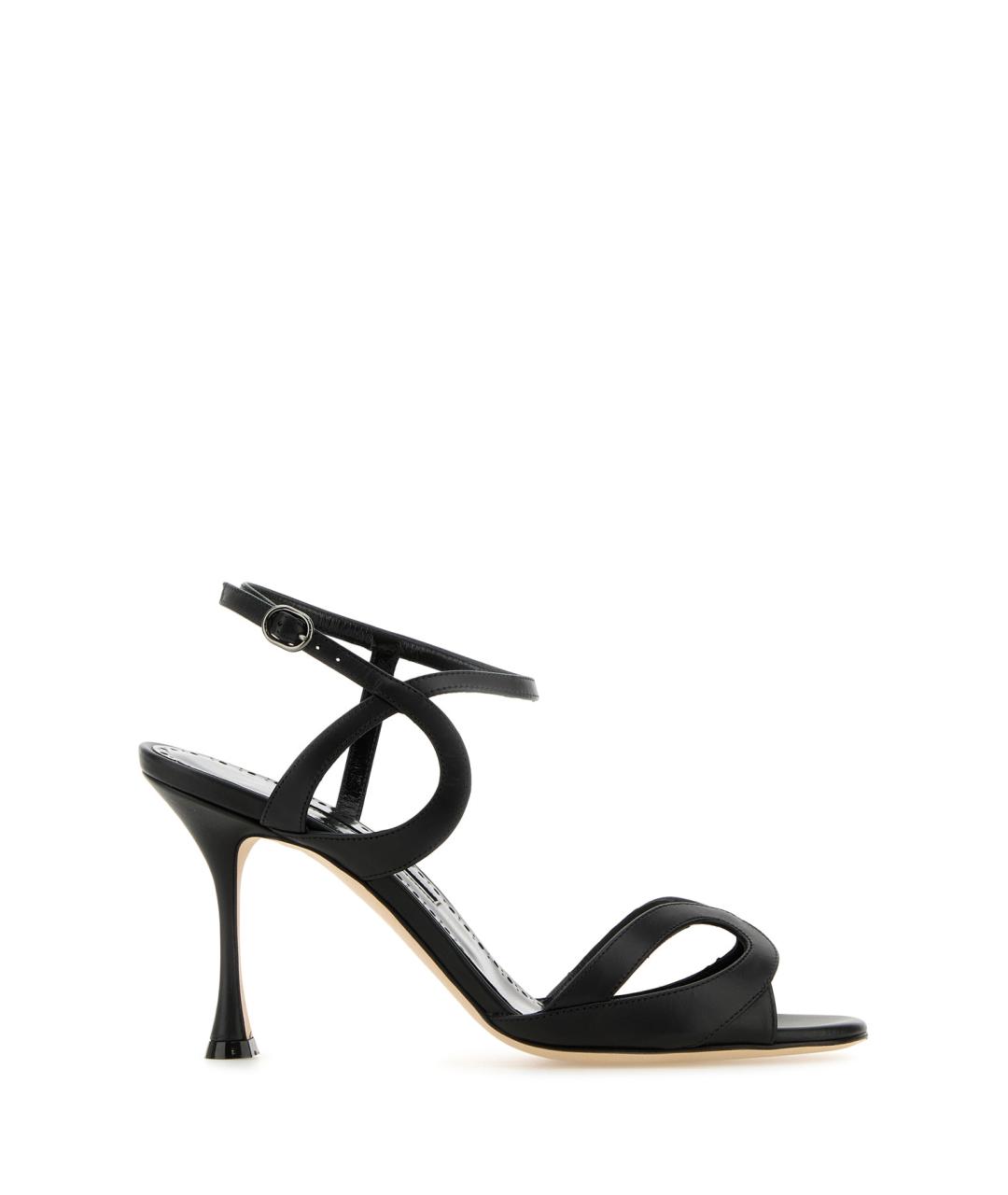 MANOLO BLAHNIK Черные кожаные босоножки, фото 1