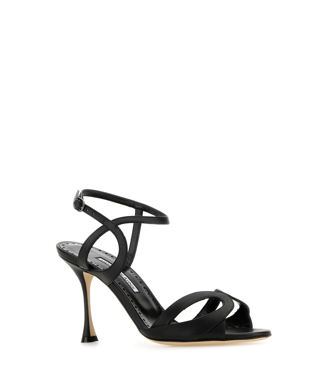 MANOLO BLAHNIK Черные кожаные босоножки, фото 2