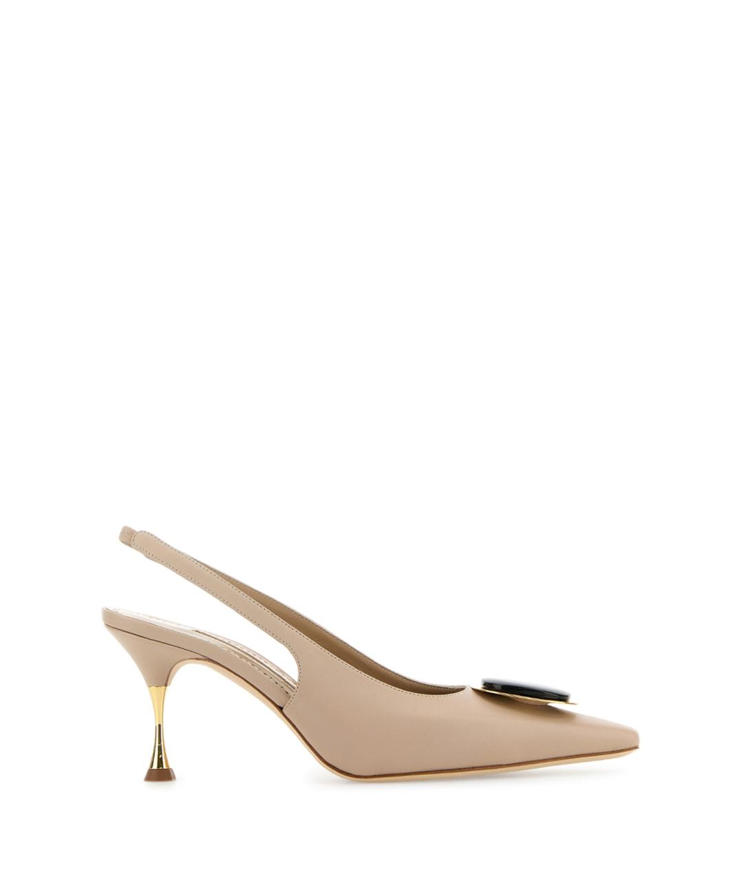 MANOLO BLAHNIK Бежевые кожаные туфли, фото 1