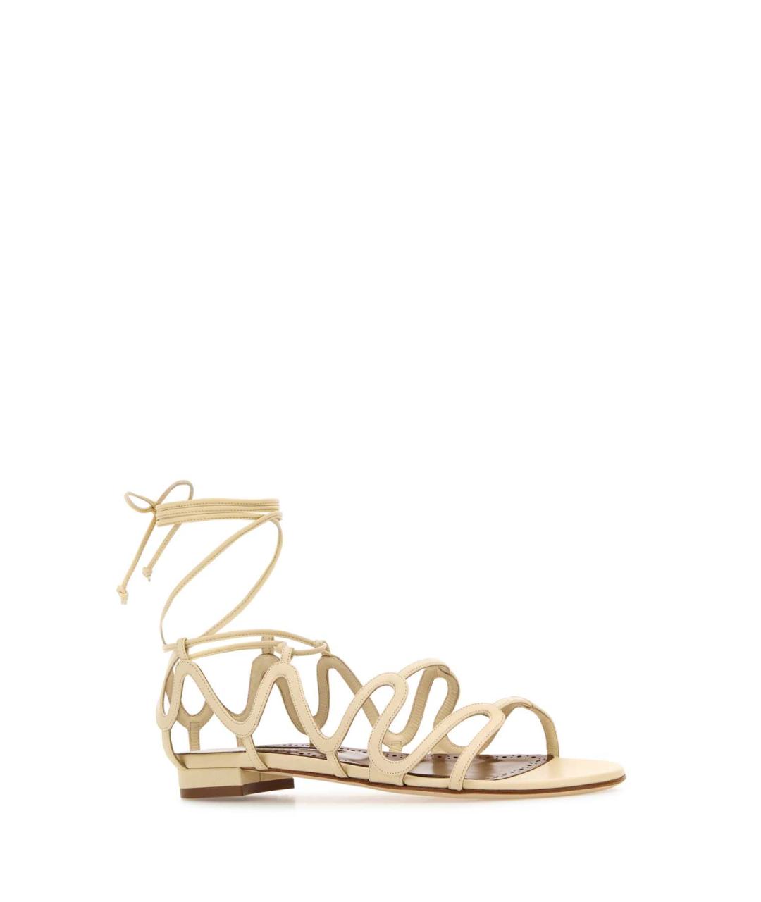 MANOLO BLAHNIK Желтые кожаные босоножки, фото 2