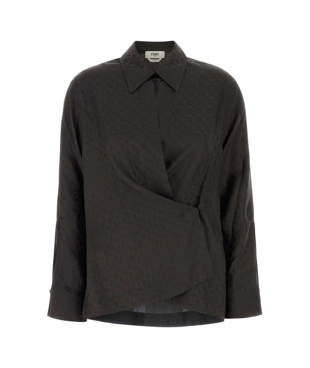 FENDI Коричневая шелковая рубашка, фото 1