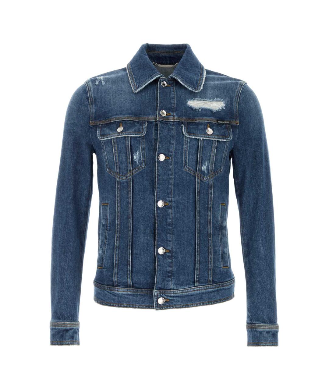 DOLCE&GABBANA Синяя хлопко-эластановая куртка, фото 1