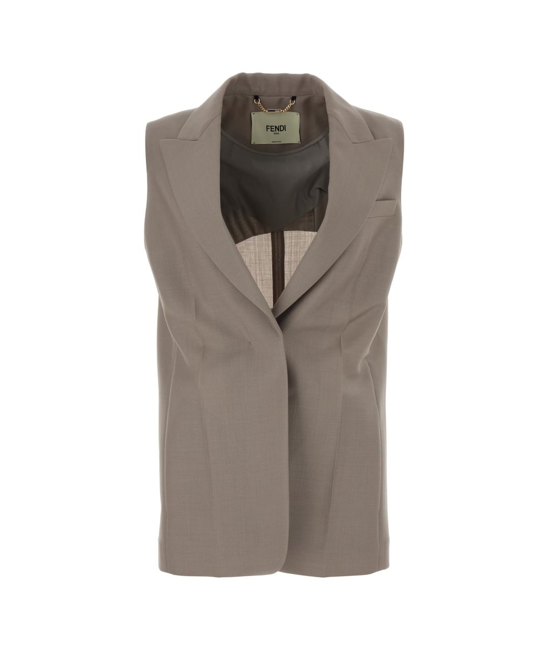 FENDI Коричневый шерстяной жилет, фото 1