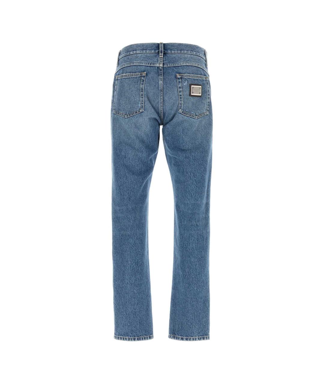 DOLCE&GABBANA Голубые хлопковые прямые джинсы, фото 2