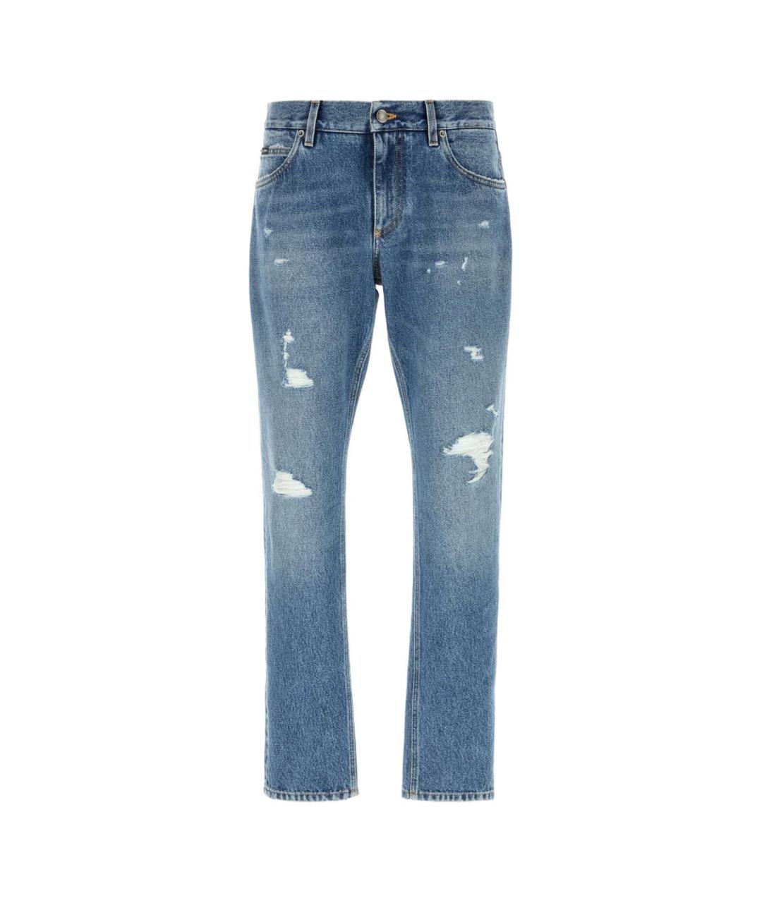 DOLCE&GABBANA Голубые хлопковые прямые джинсы, фото 1