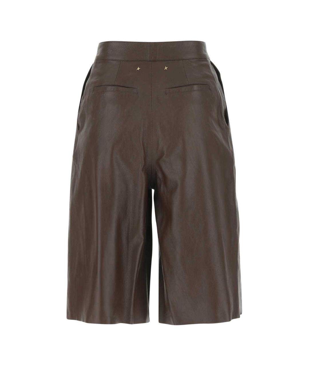 GOLDEN GOOSE DELUXE BRAND Коричневые кожаные шорты, фото 2