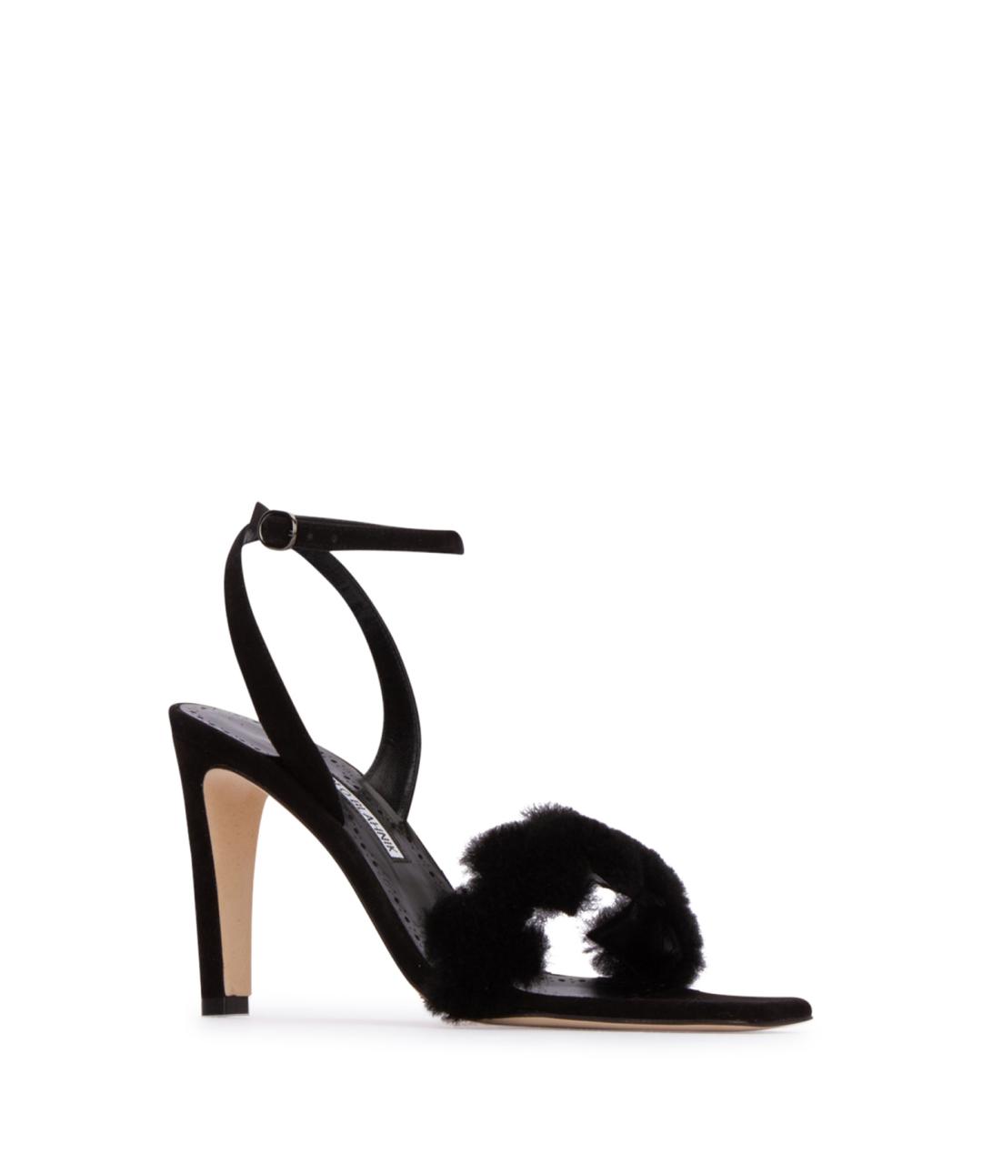 MANOLO BLAHNIK Черные кожаные босоножки, фото 2