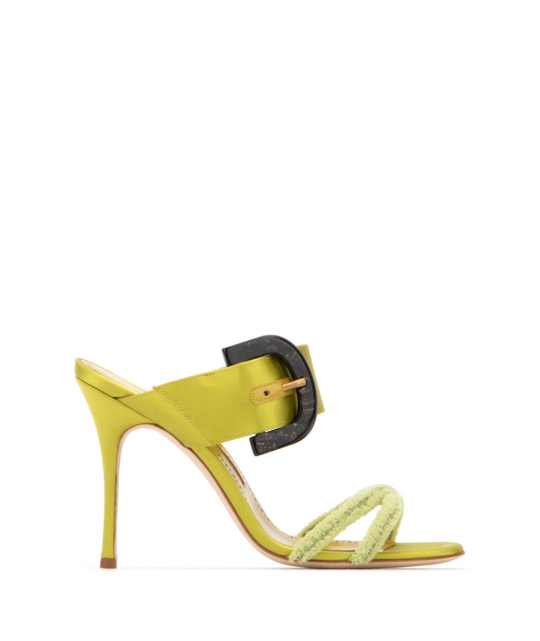 MANOLO BLAHNIK Желтые кожаные босоножки, фото 1