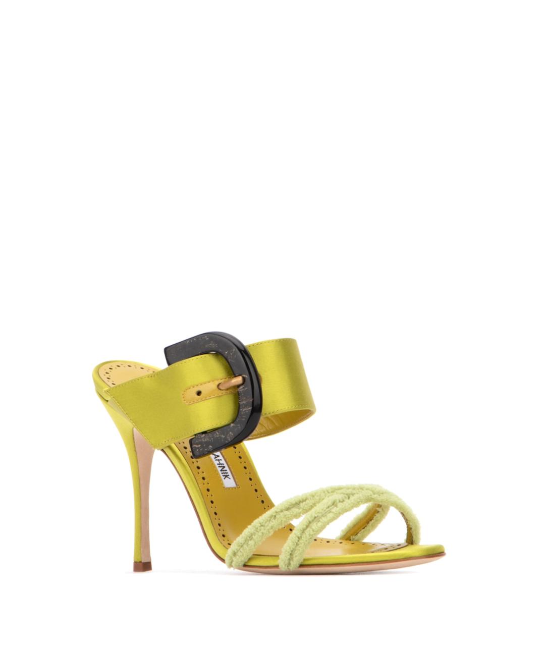 MANOLO BLAHNIK Желтые кожаные босоножки, фото 2
