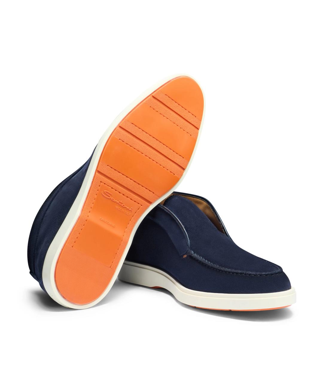 SANTONI Синие замшевые низкие ботинки, фото 5