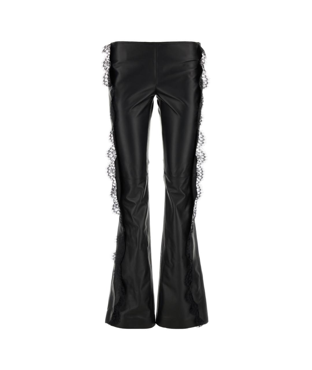 OFF-WHITE Черные вискозные прямые брюки, фото 1