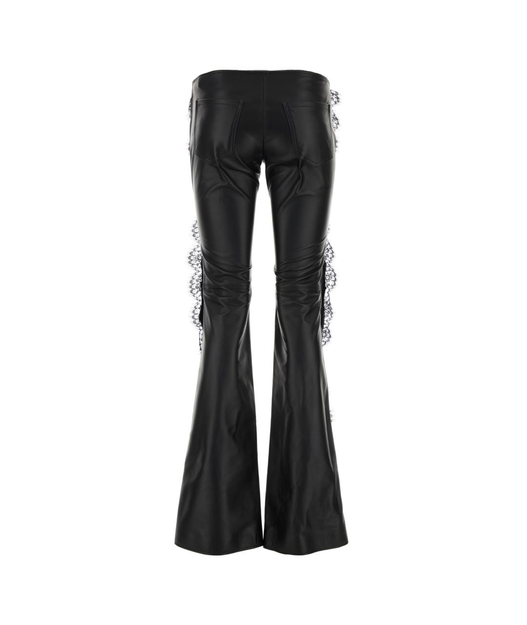 OFF-WHITE Черные вискозные прямые брюки, фото 2