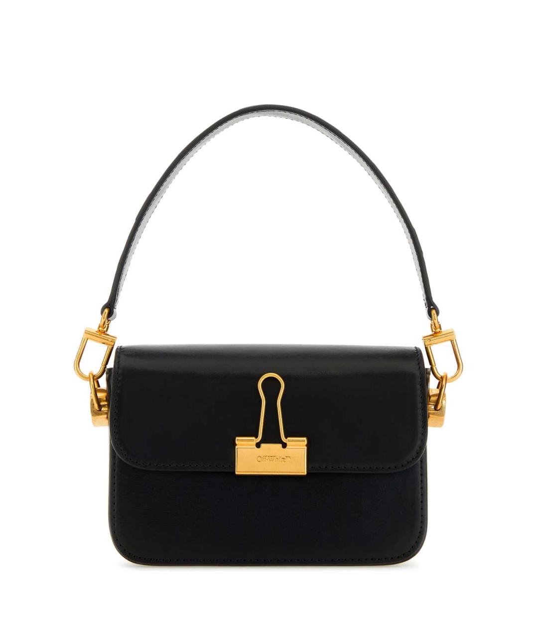 OFF-WHITE Черная кожаная сумка через плечо, фото 1