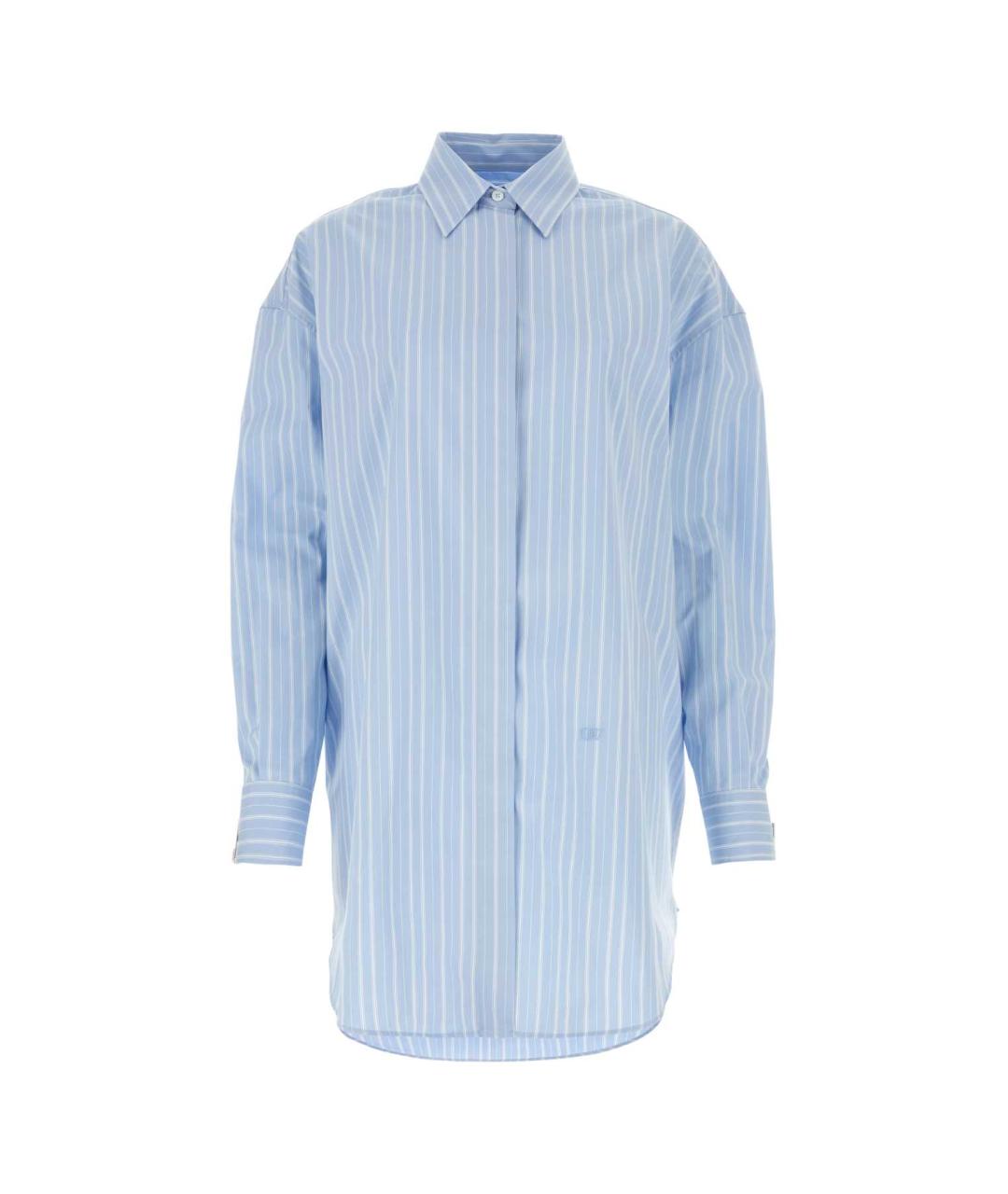 OFF-WHITE Голубое хлопковое повседневное платье, фото 1