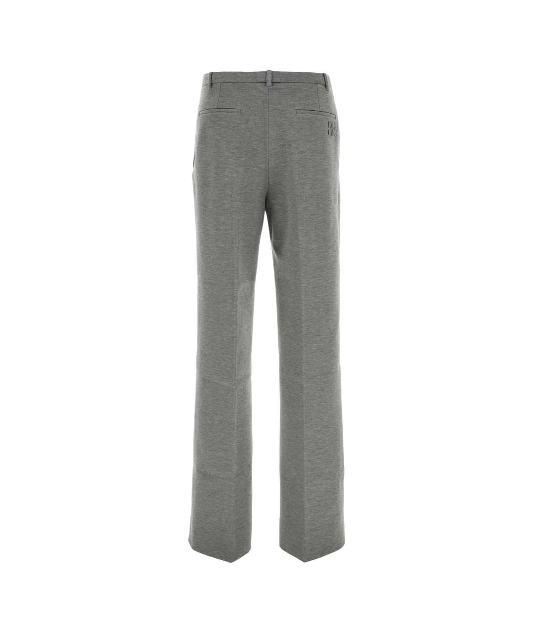 MIU MIU Серые вискозные прямые брюки, фото 2