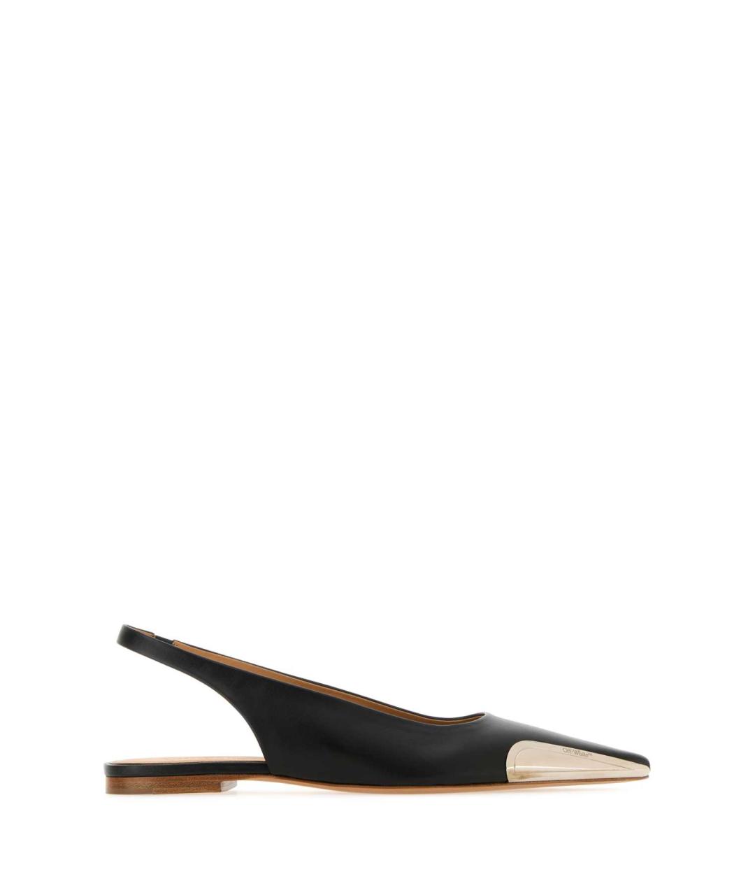 OFF-WHITE Черные кожаные балетки, фото 1