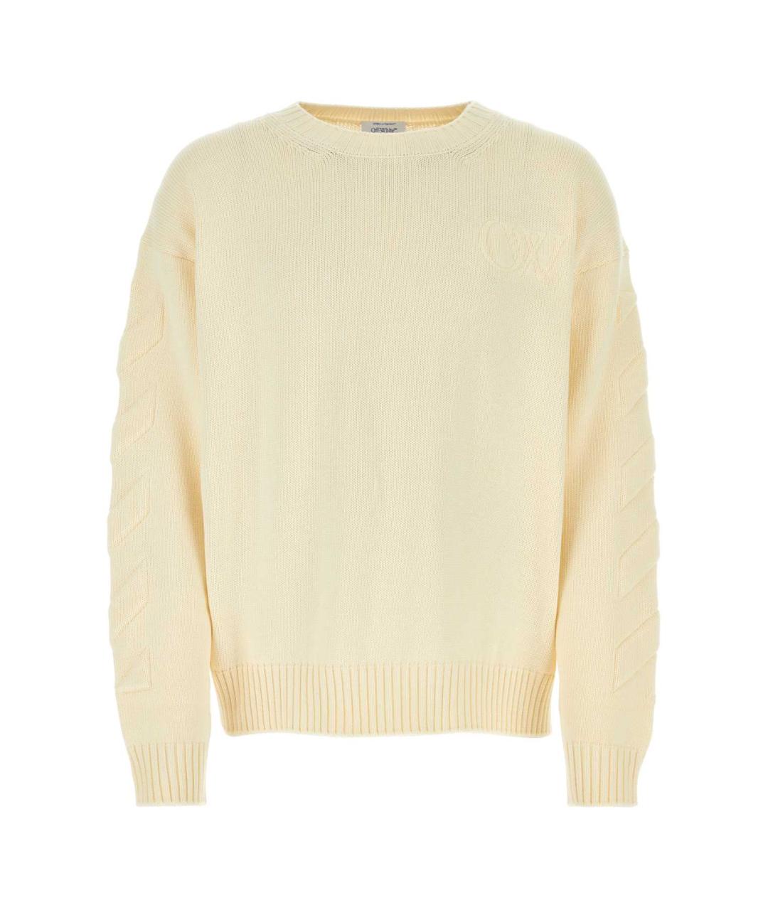 OFF-WHITE Бежевый хлопко-эластановый джемпер / свитер, фото 1