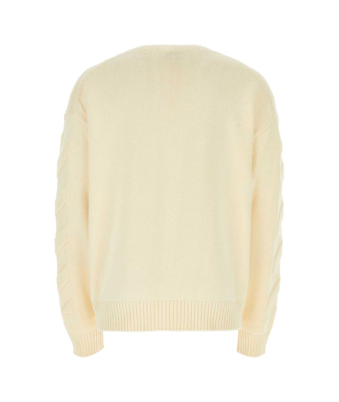 OFF-WHITE Бежевый хлопко-эластановый джемпер / свитер, фото 2