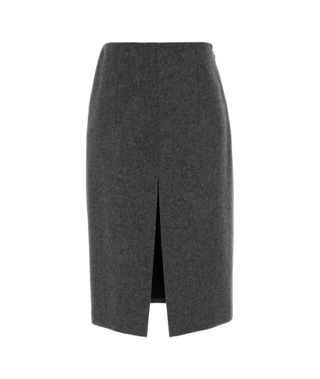 PRADA Серая шерстяная юбка миди, фото 1