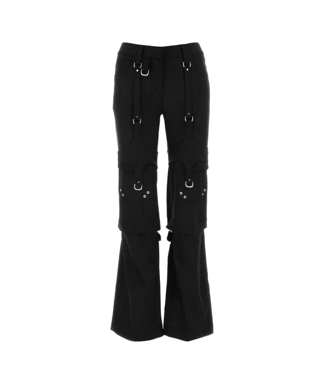 OFF-WHITE Черные полиэстеровые прямые брюки, фото 1
