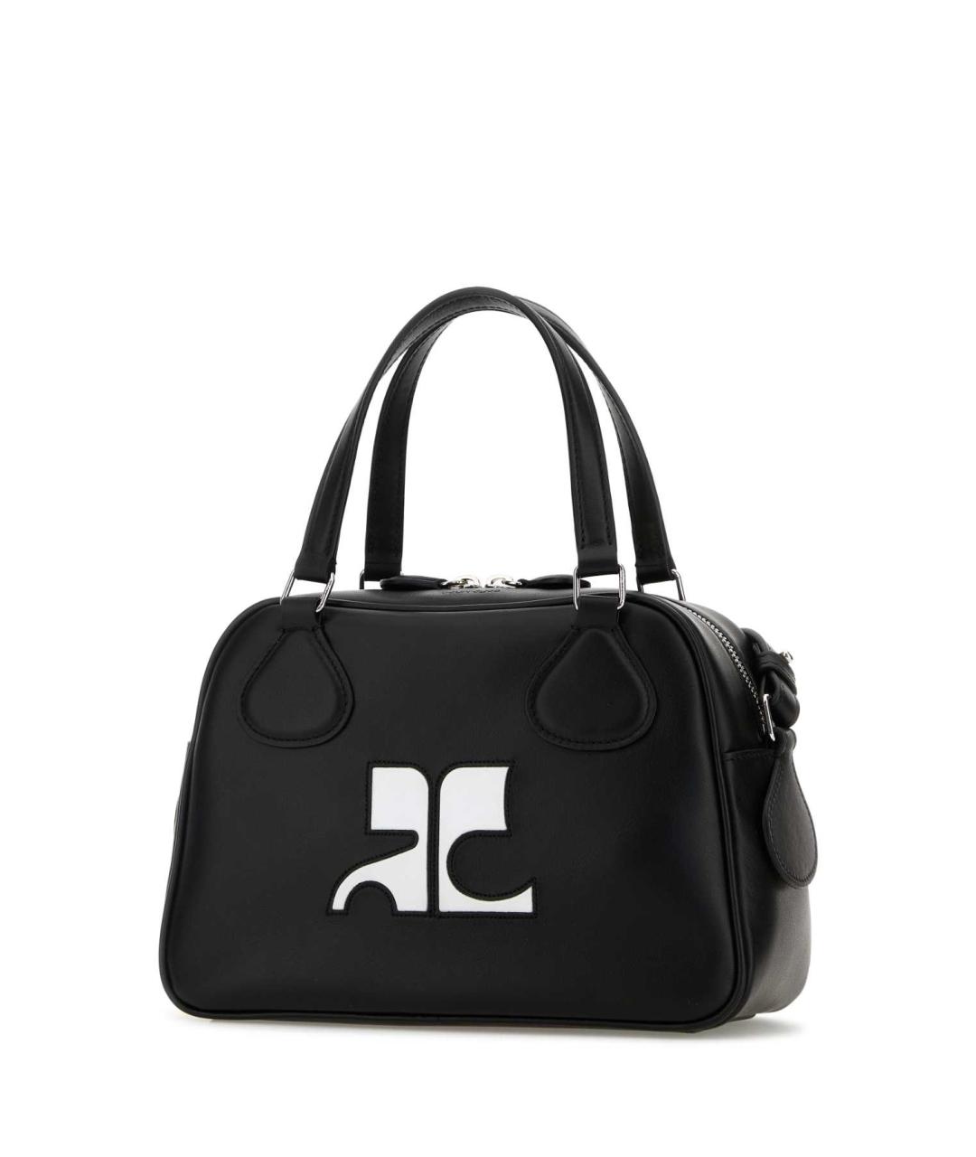 COURREGES Черная кожаная сумка с короткими ручками, фото 2