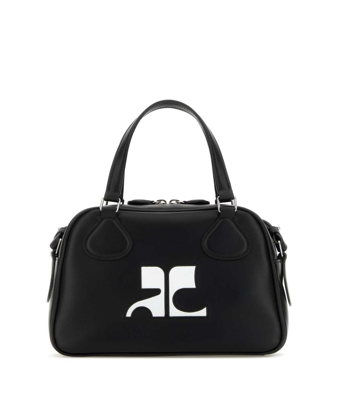 COURREGES Черная кожаная сумка с короткими ручками, фото 1