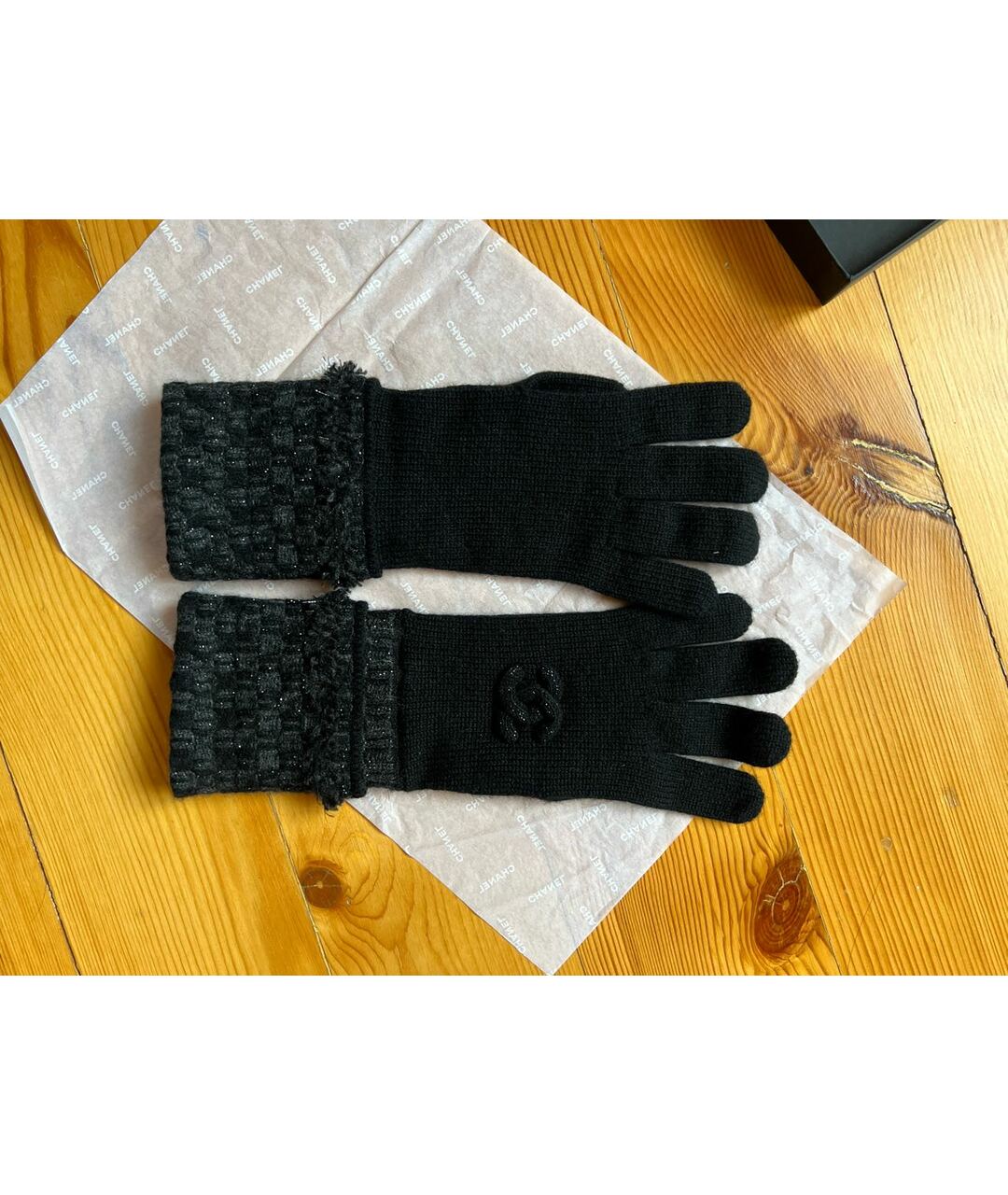 CHANEL PRE-OWNED Черные кашемировые перчатки, фото 4