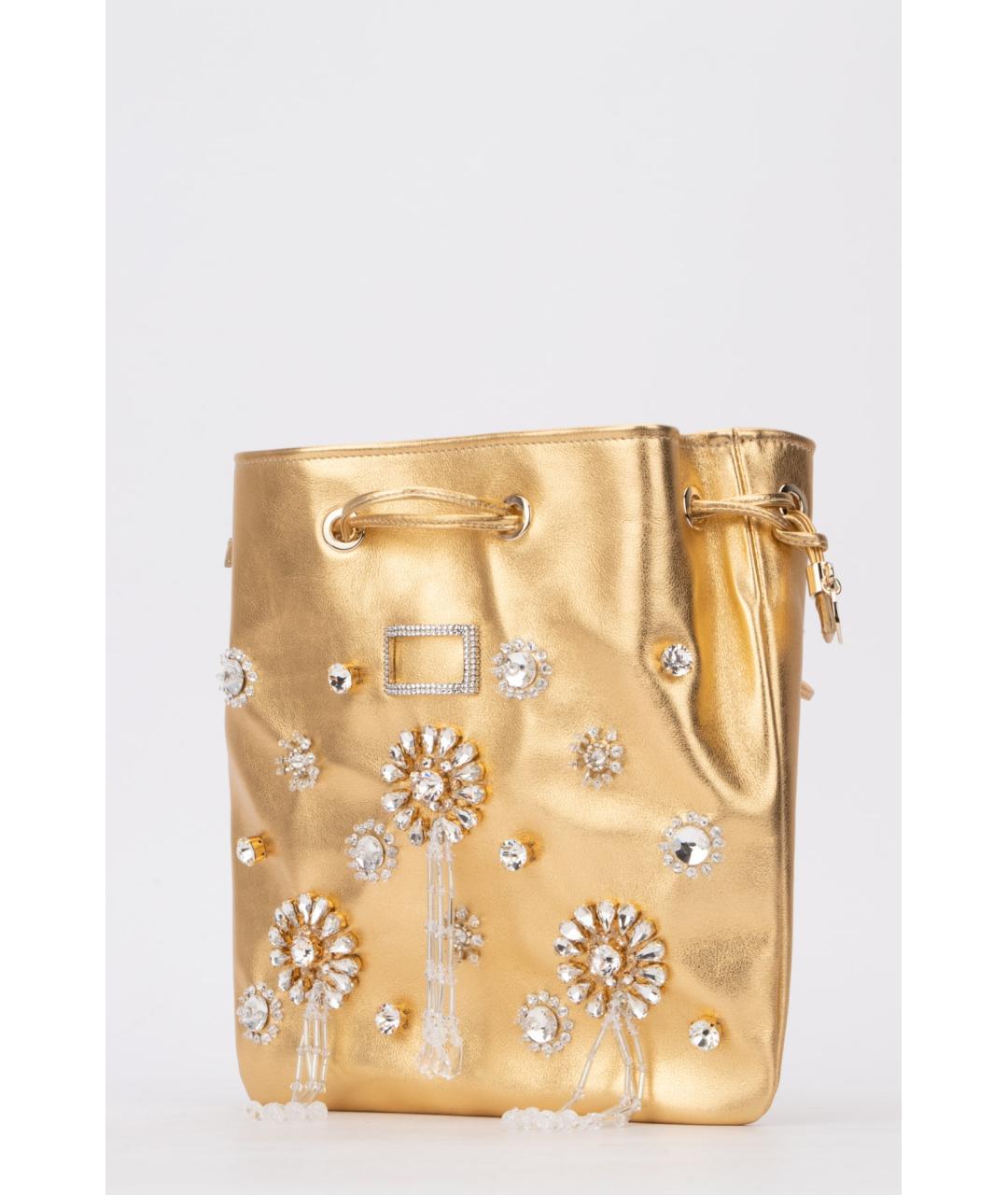ROGER VIVIER Золотая кожаная сумка с короткими ручками, фото 2