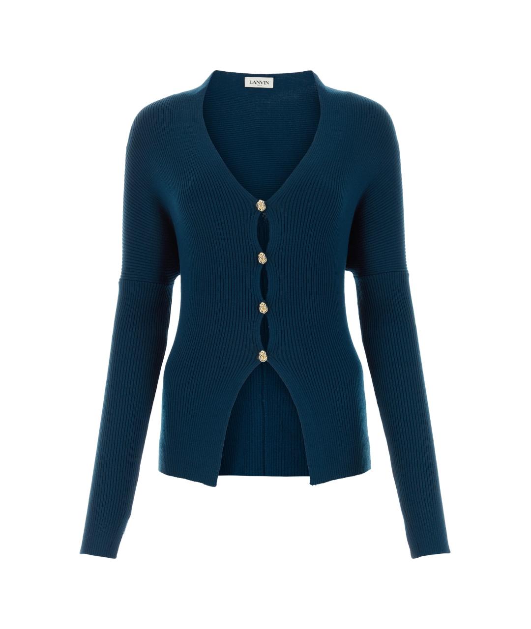 LANVIN Синий шерстяной джемпер / свитер, фото 1