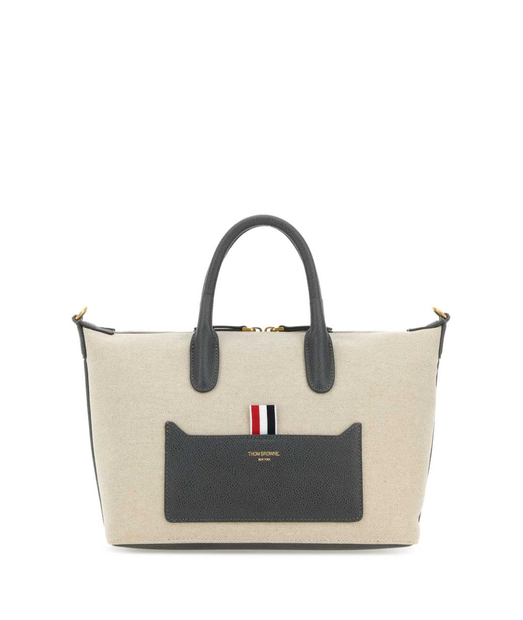 THOM BROWNE Бежевая хлопковая сумка тоут, фото 1
