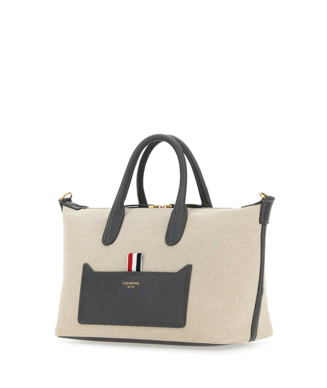 THOM BROWNE Бежевая хлопковая сумка тоут, фото 2