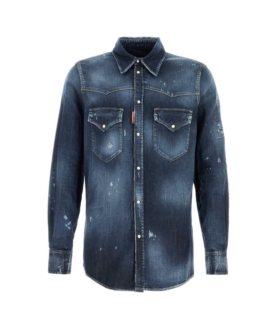 DSQUARED2 Синяя хлопковая кэжуал рубашка, фото 1