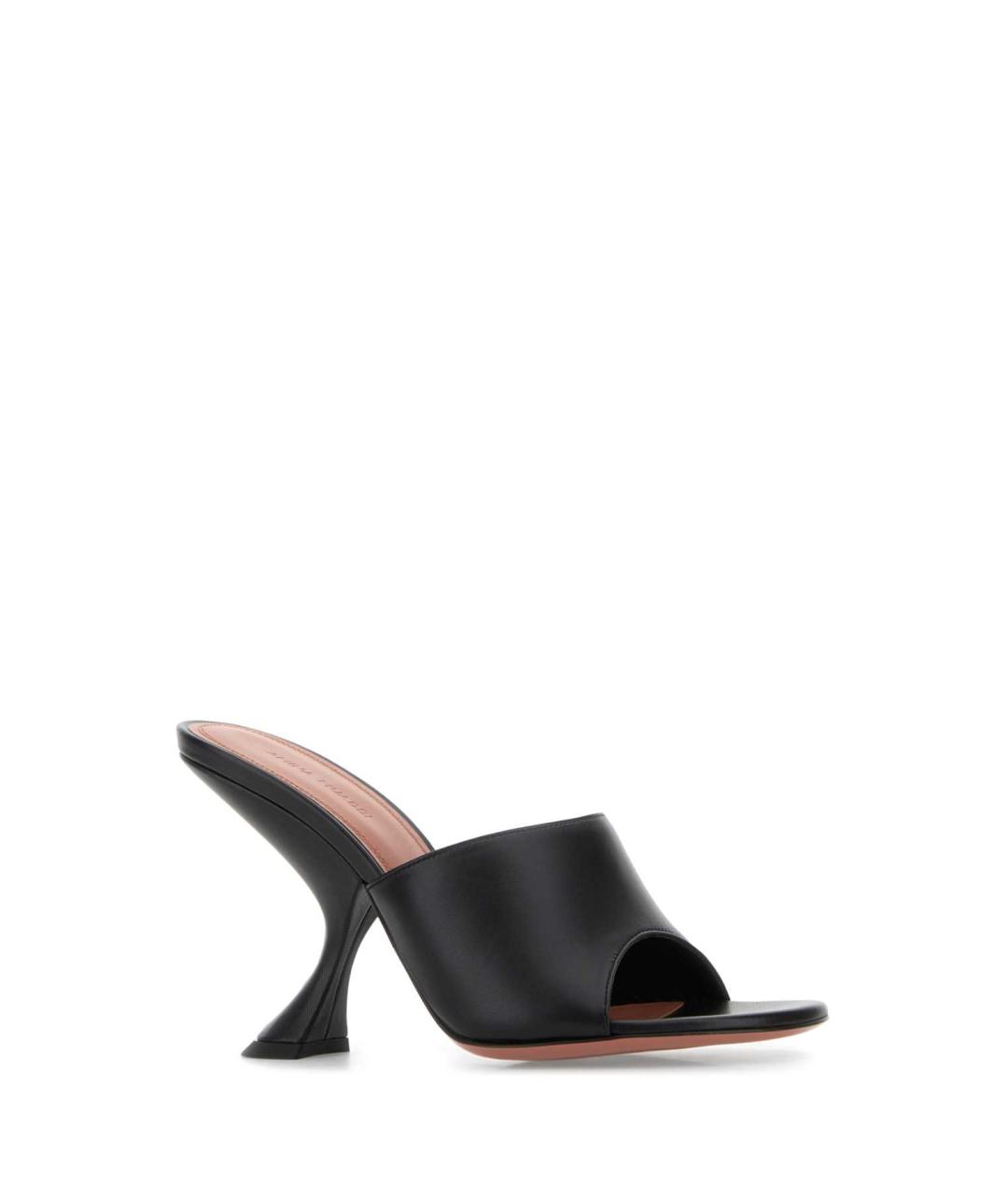 Amina Muaddi Черные кожаные мюли, фото 2