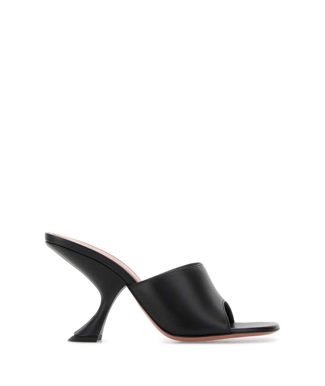 Amina Muaddi Черные кожаные мюли, фото 1