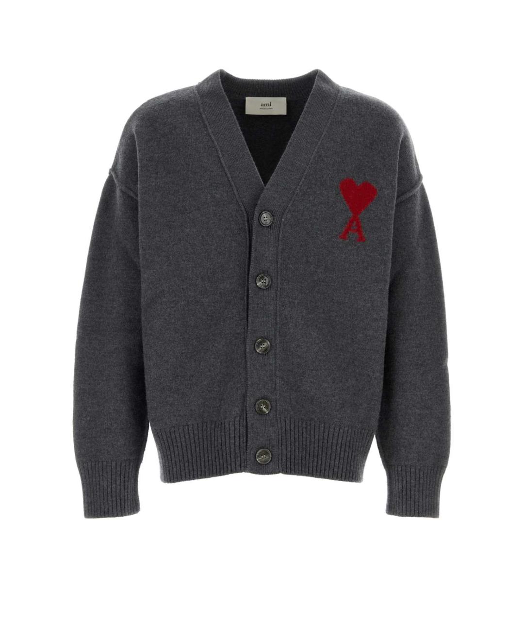 Ami Paris Серый шерстяной кардиган, фото 1