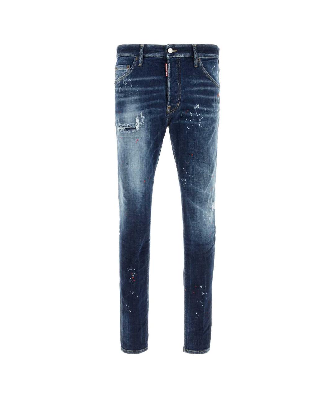 DSQUARED2 Синие хлопко-эластановые прямые джинсы, фото 1