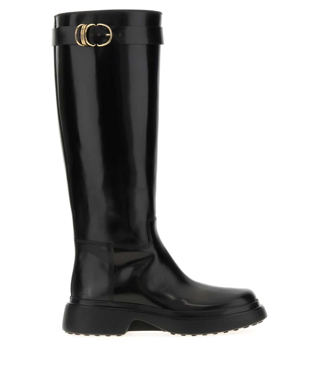TOD'S Черные кожаные сапоги, фото 1