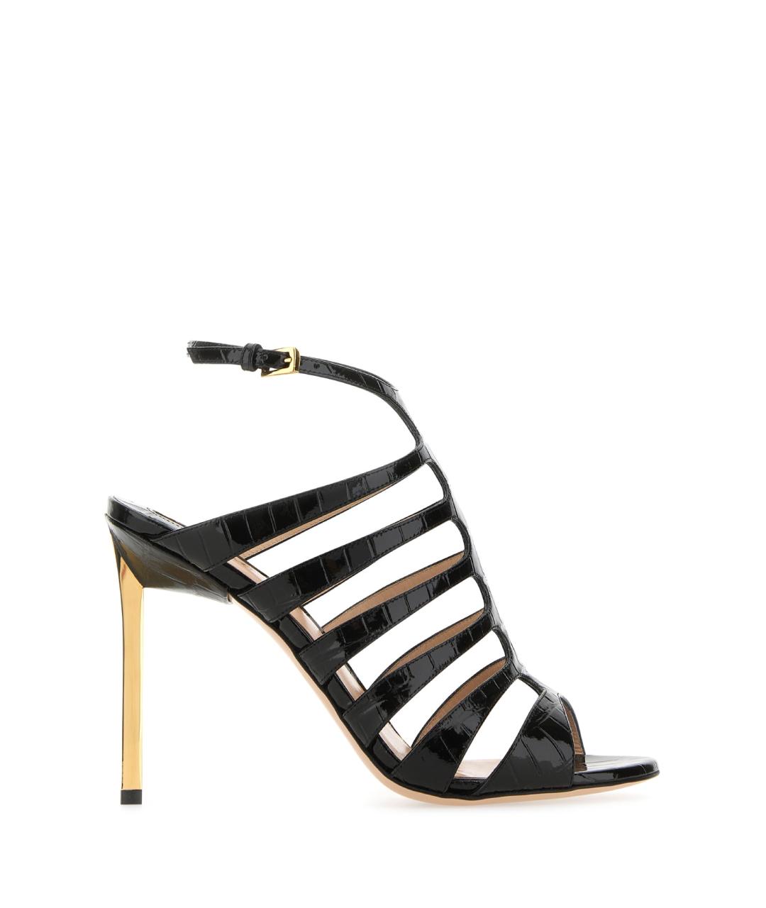 TOM FORD Черные кожаные босоножки, фото 1