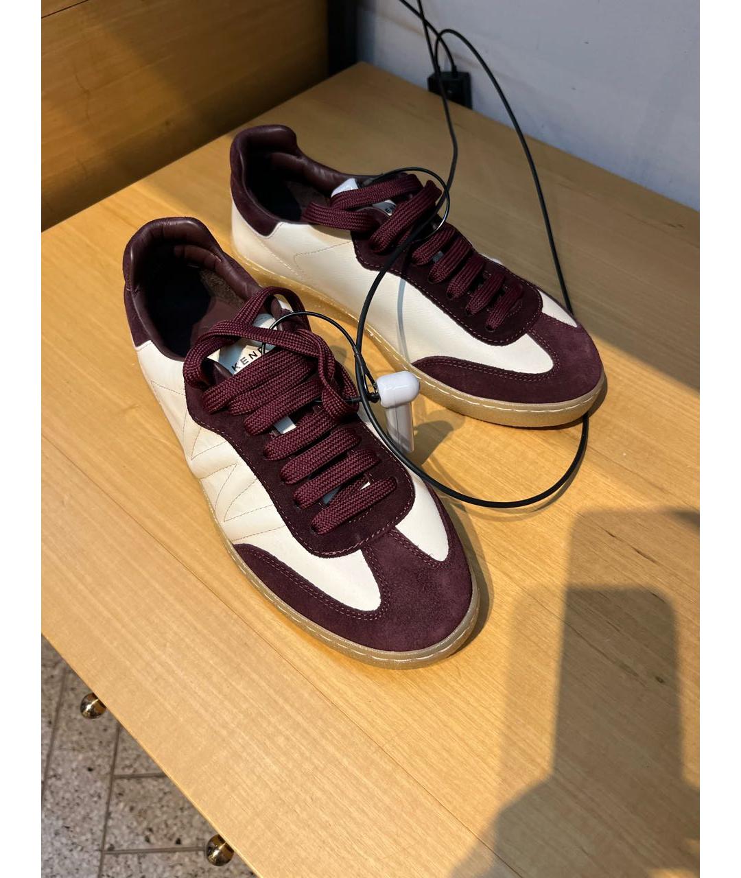 WEEKEND MAX MARA Бордовые кожаные кроссовки, фото 5
