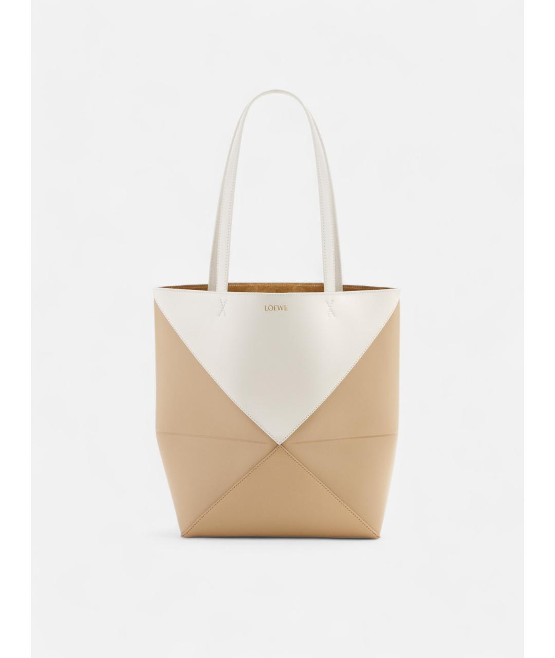 LOEWE Бежевая кожаная сумка тоут, фото 4