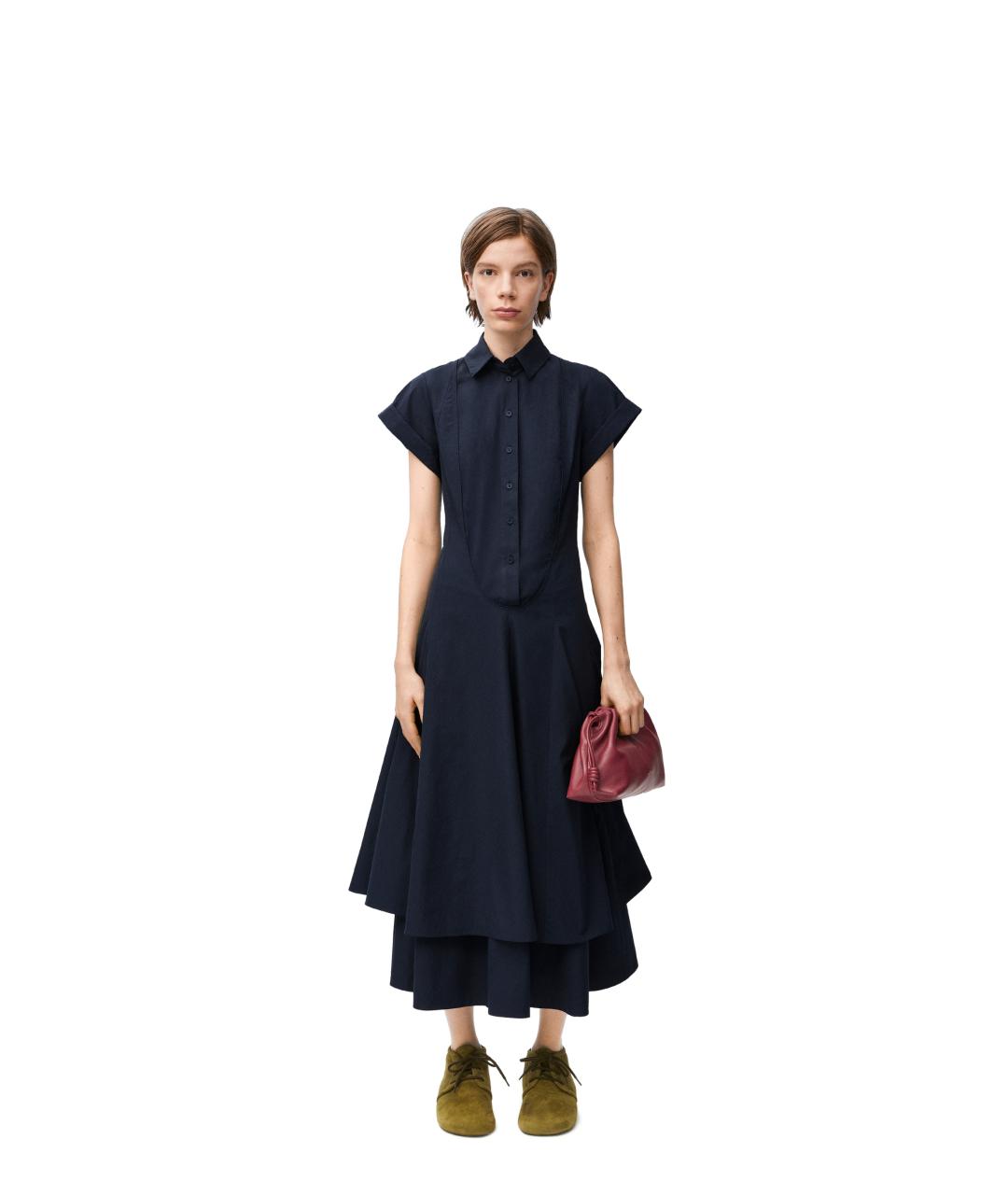 LOEWE Темно-синее хлопковое повседневное платье, фото 2