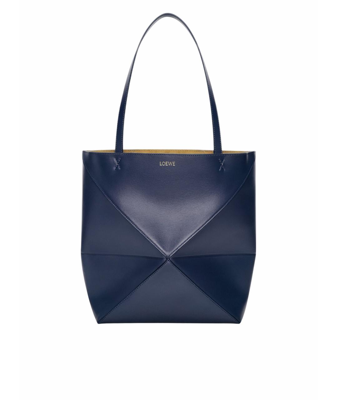 LOEWE Темно-синяя кожаная сумка тоут, фото 1