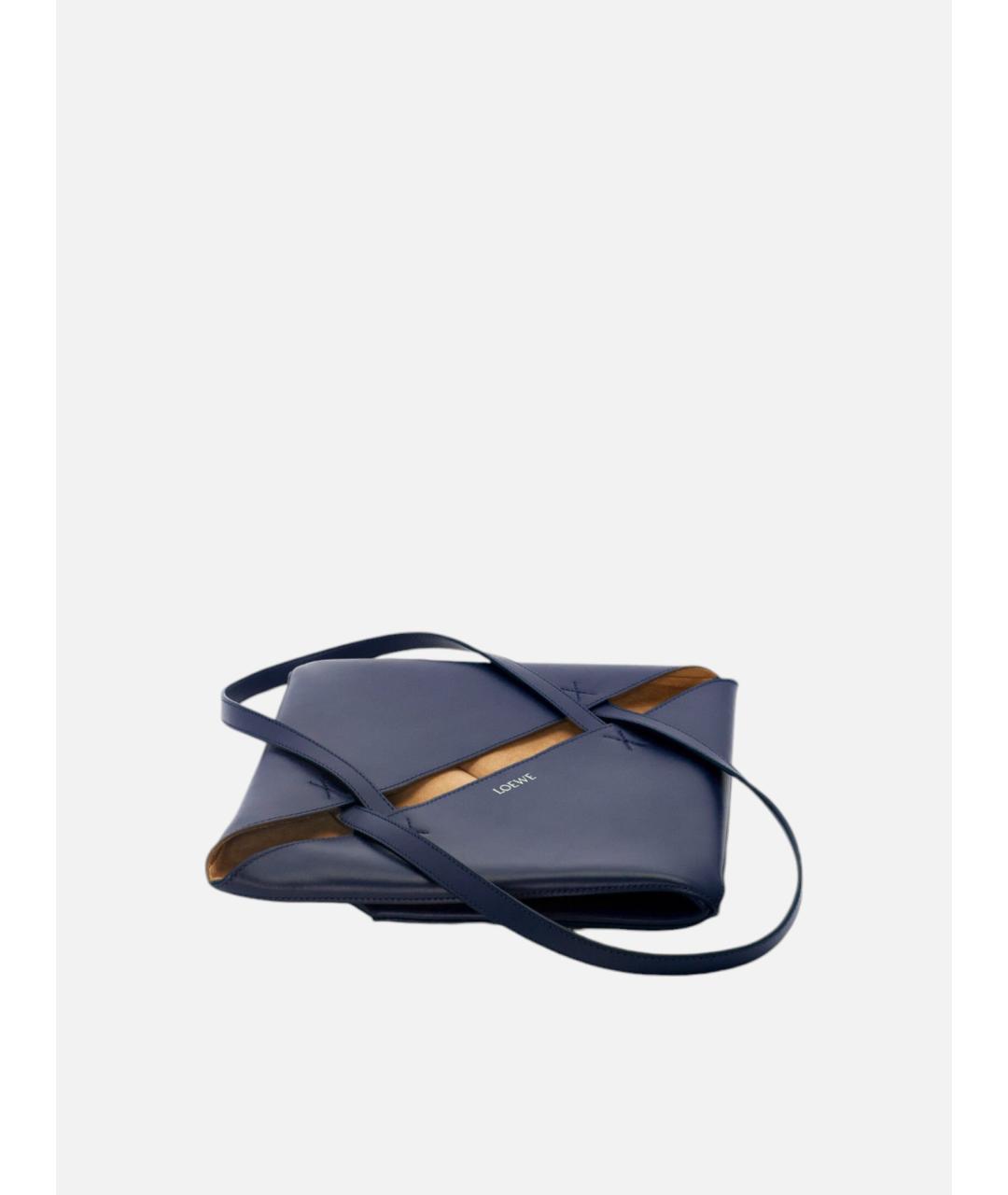 LOEWE Темно-синяя кожаная сумка тоут, фото 4