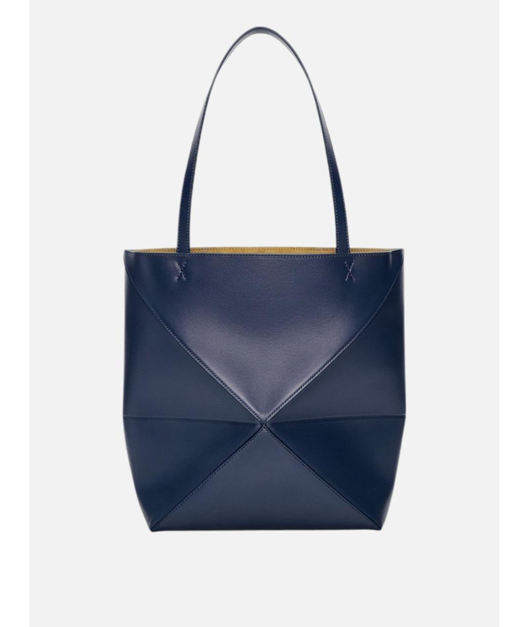 LOEWE Темно-синяя кожаная сумка тоут, фото 3