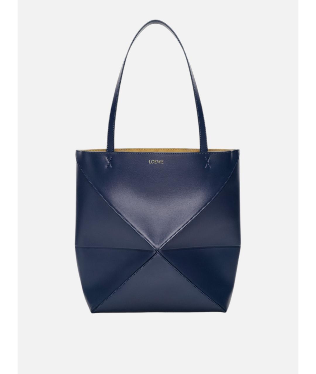 LOEWE Темно-синяя кожаная сумка тоут, фото 5